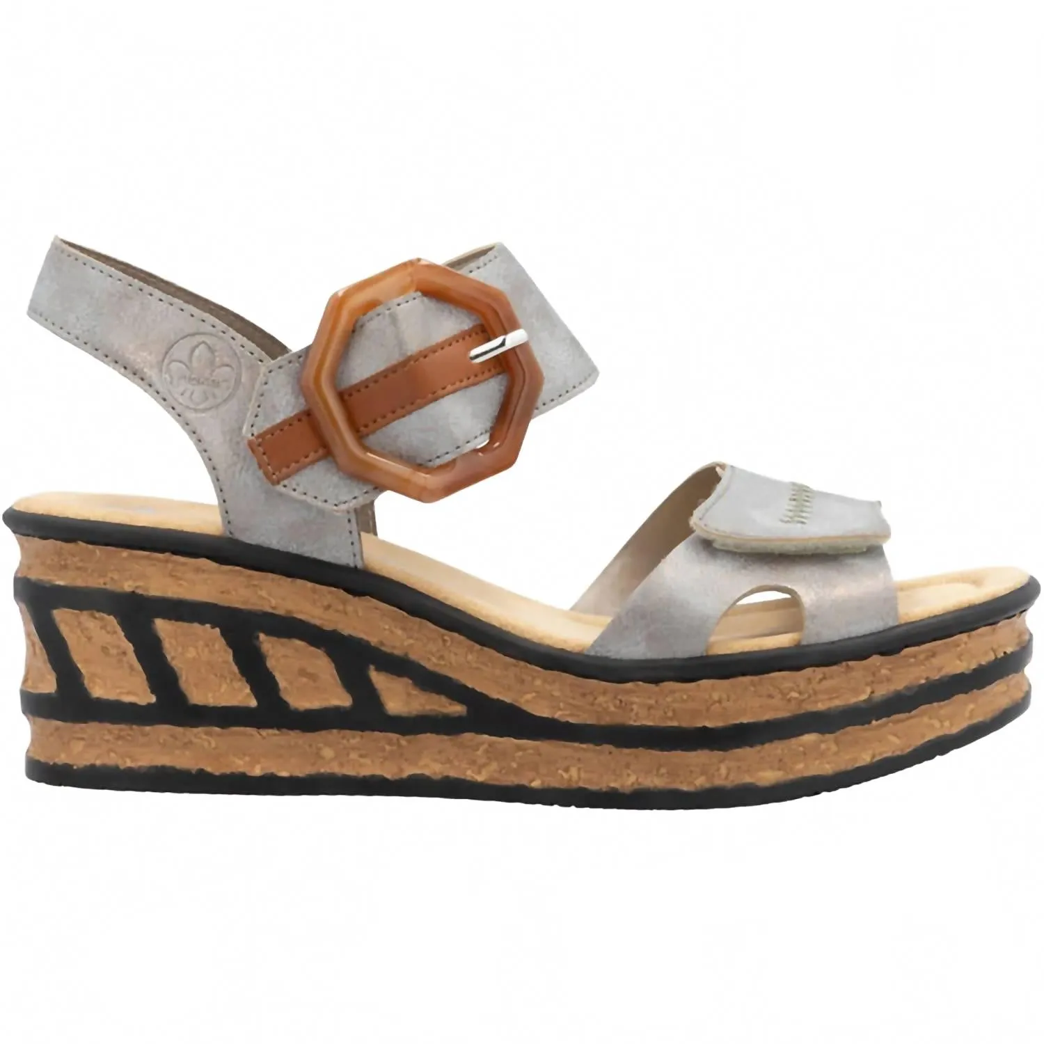 Women's Wedge Sandals In Grey/cayenne Synthetic Ventilation Channel Design Lite Mode