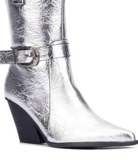 Women's Wesley's Wedge Boots In Silver Easy Clean Urban Edge