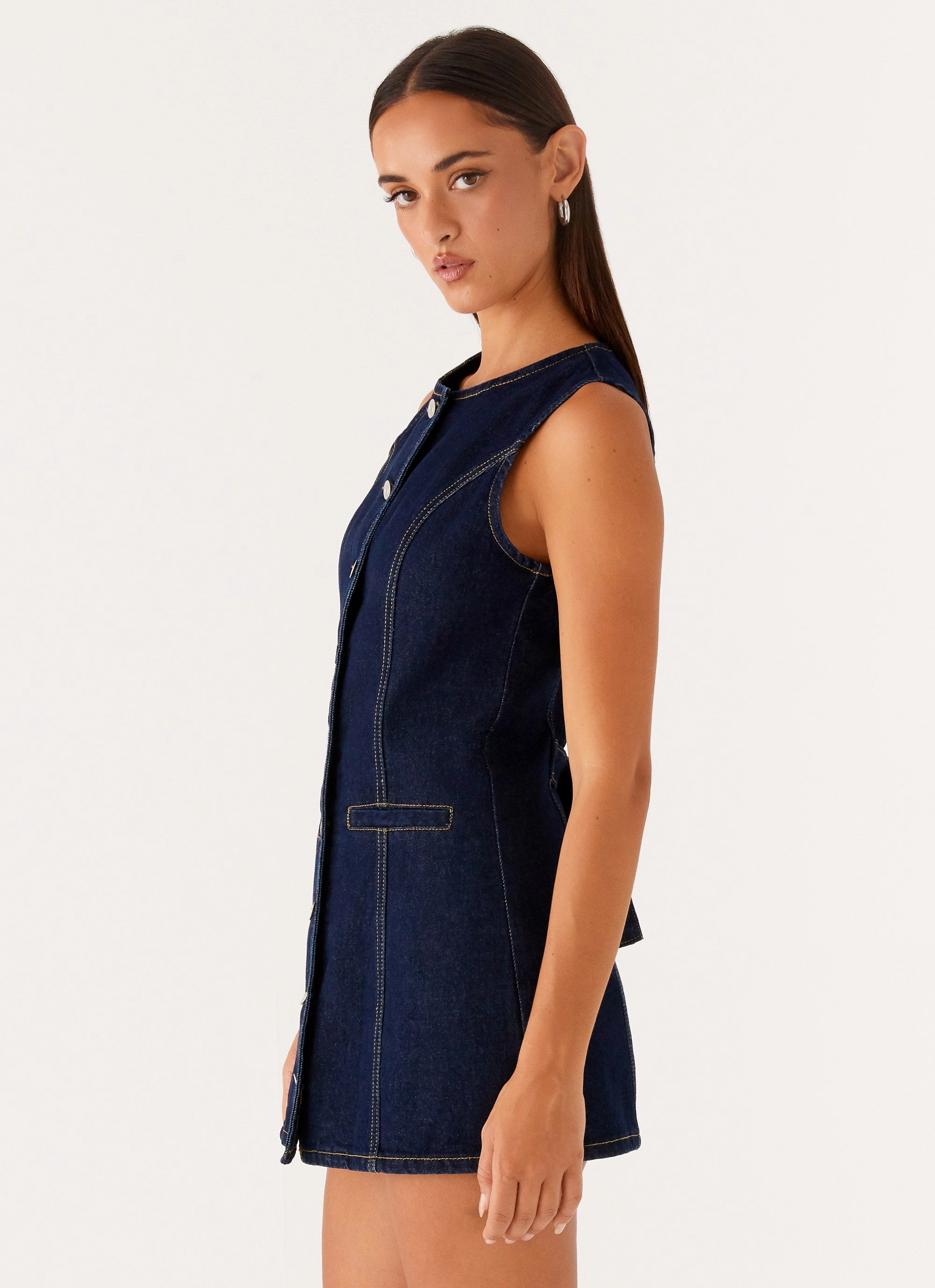 Comfy Look Stylish Layer Dolton Mini Dress - Indigo
