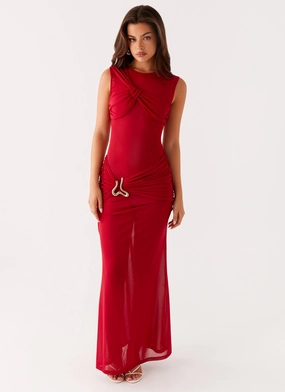 Worldwide Maxi Dress - Raspberry Balloon-Sleeve