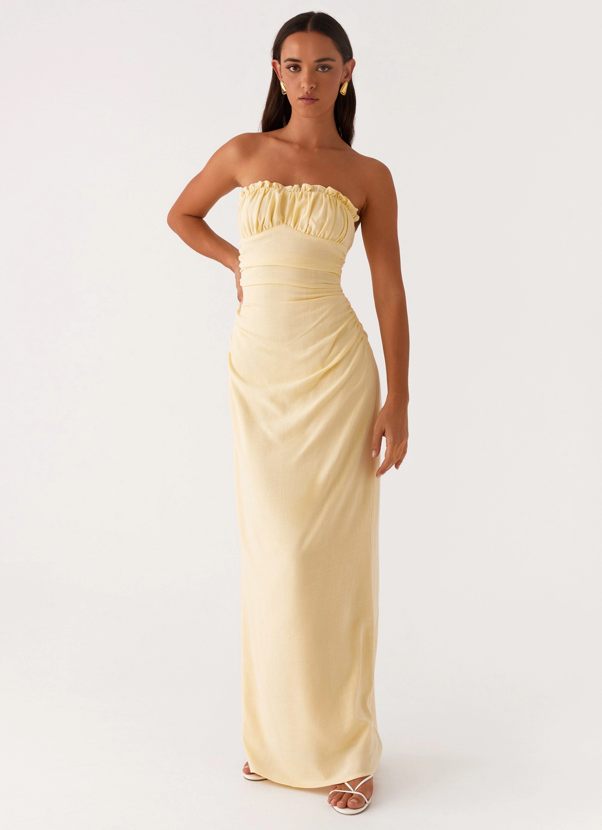 Timeless office dress Bride Side Xena Gathered Maxi Dress - Yellow