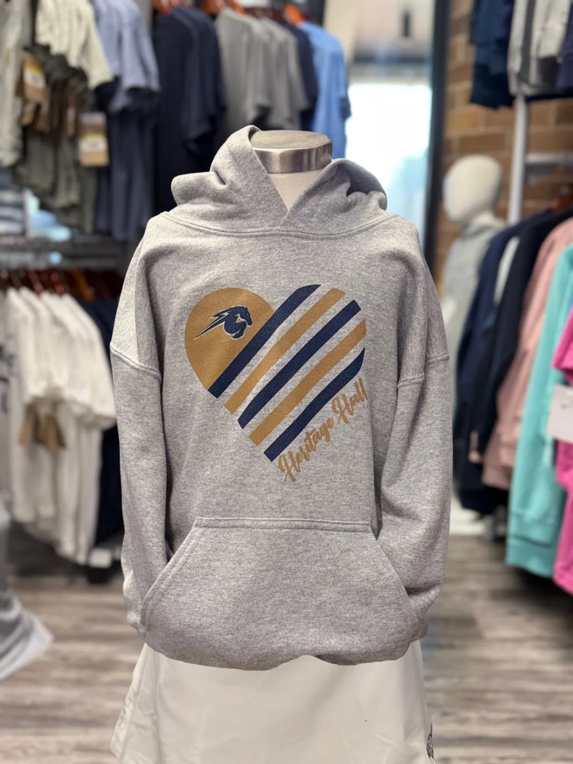 Fashion Top Basic Hoodie Youth Girl's Hoodie, grey, heart Heritage Hall