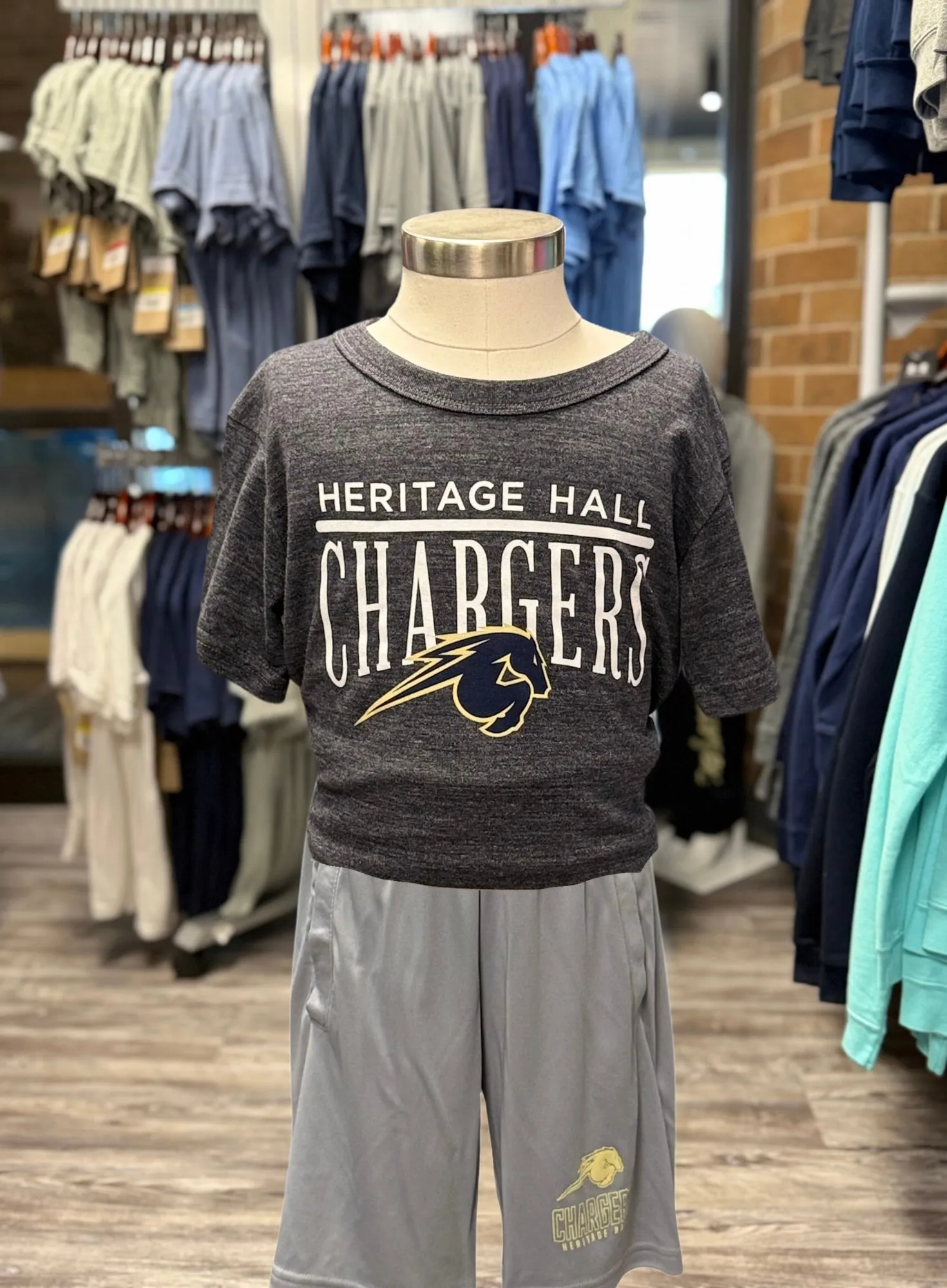 Youth League T-Shirt, navy, Heritage Hall line over Chargers Workout Gear Classic Vibes