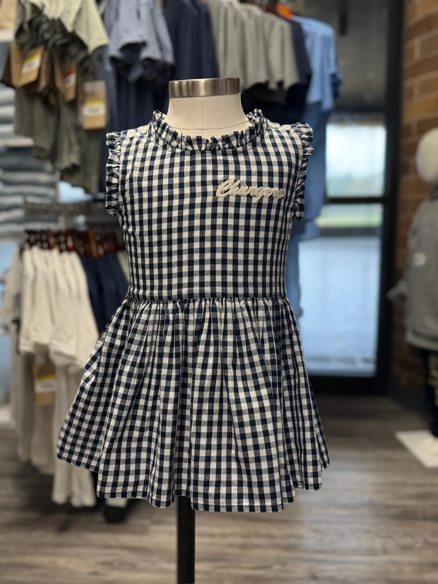 Youth Plaid Dress, Chargers Comfy Waistband Anti Static Fabric