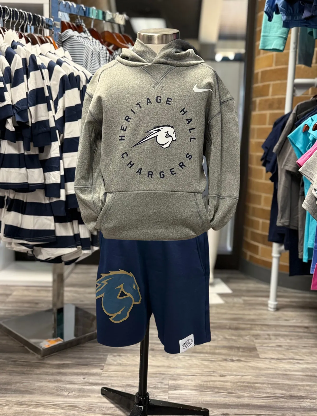 Youth Therma Hoodie, grey, circle Heritage Hall Chargers Outdoor Fashion lace accents