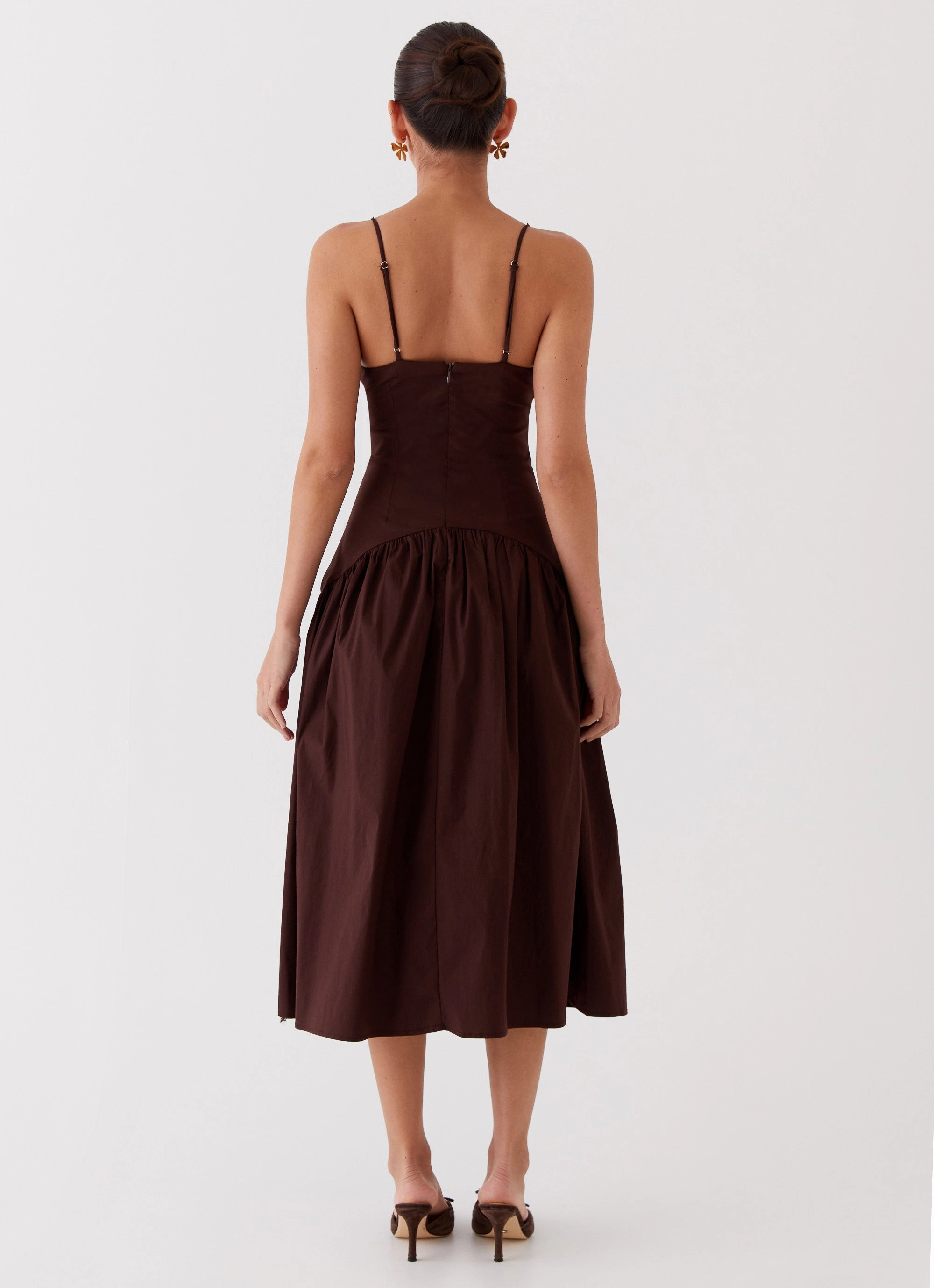 Cool Finish Comfortable shift dress Yvette Corset Midi Dress - Chocolate