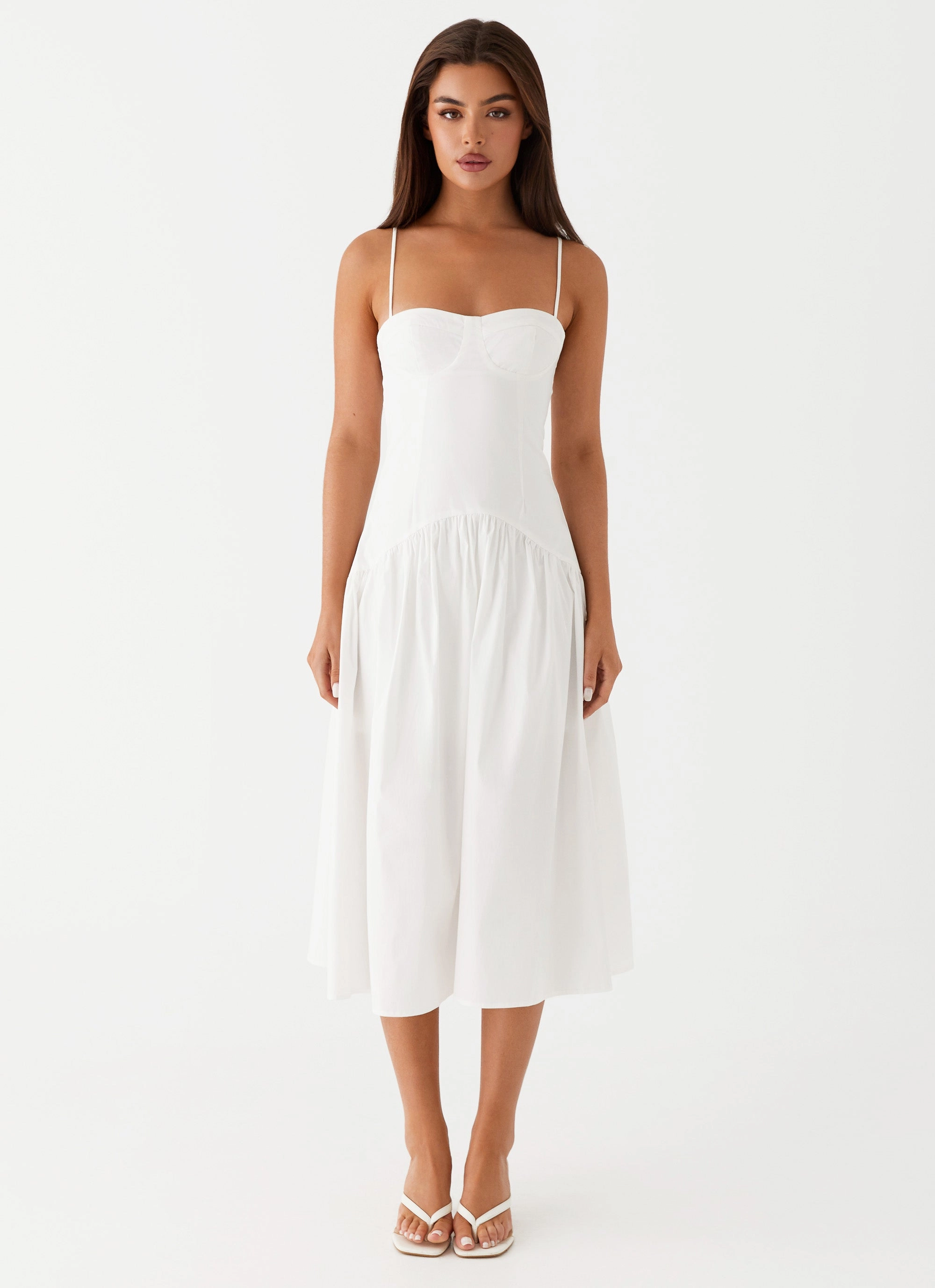 Yvette Corset Midi Dress - White Chilly Day Comfort Relaxed Style