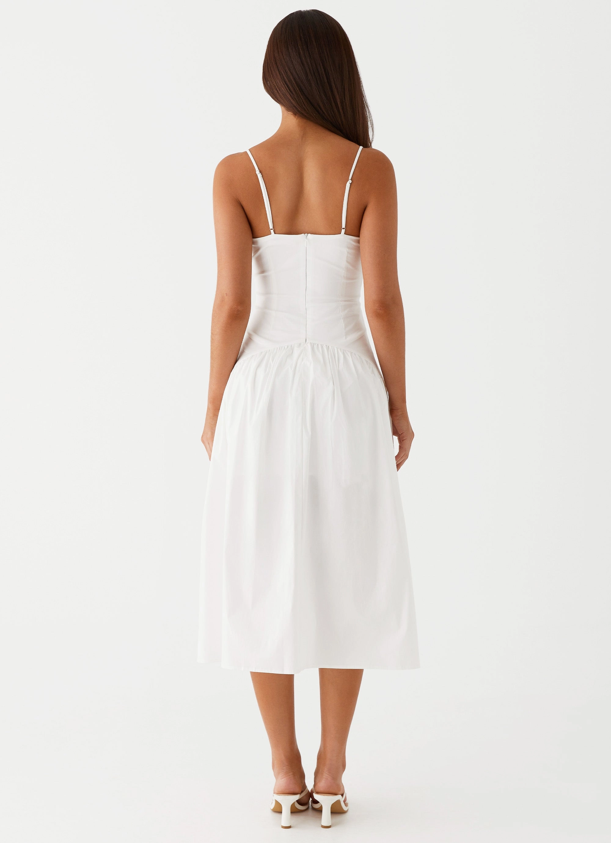 Yvette Corset Midi Dress - White Effortless Vibe Comfortable shift dress