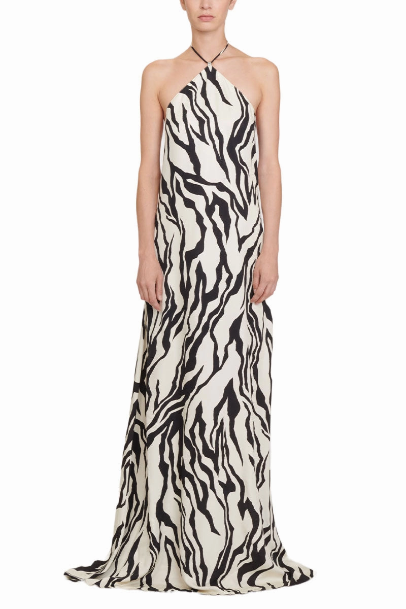 Chic Layers Zebra Print Long Dress